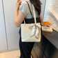 Straw Woven Tote Bag with Bow Accent - Lightweight Summer Shoulder Bag