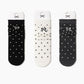 3-Pair Soft Polka Dot Socks with Bow Embroidery and Ruffled Cuff Design