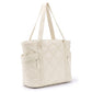 Oversized Quilted Tote Bag with Exterior Zip Pockets and Long Shoulder Straps 15.5x12.5x6.5in