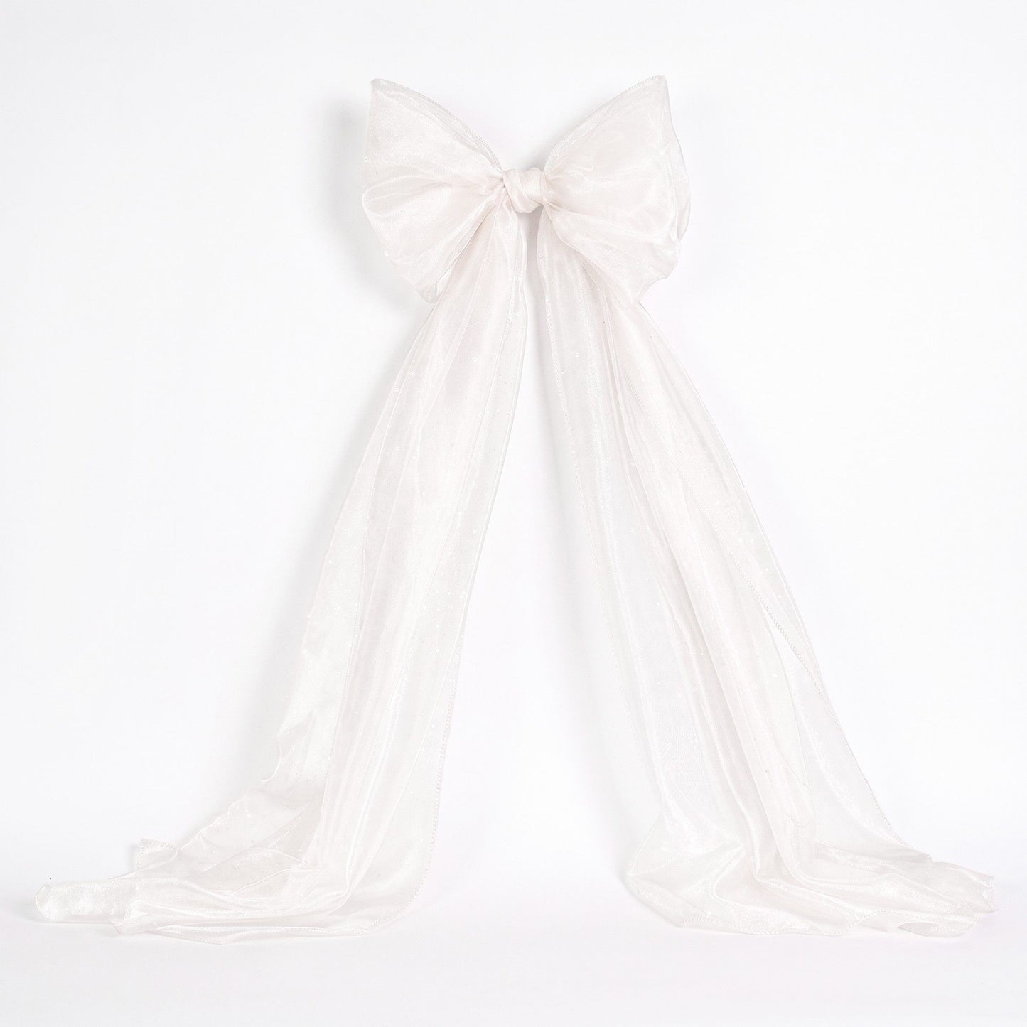 Large Sheer Christmas Tree Bow with Long Ribbon Tails