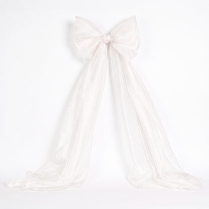 Large Sheer Christmas Tree Bow with Long Ribbon Tails
