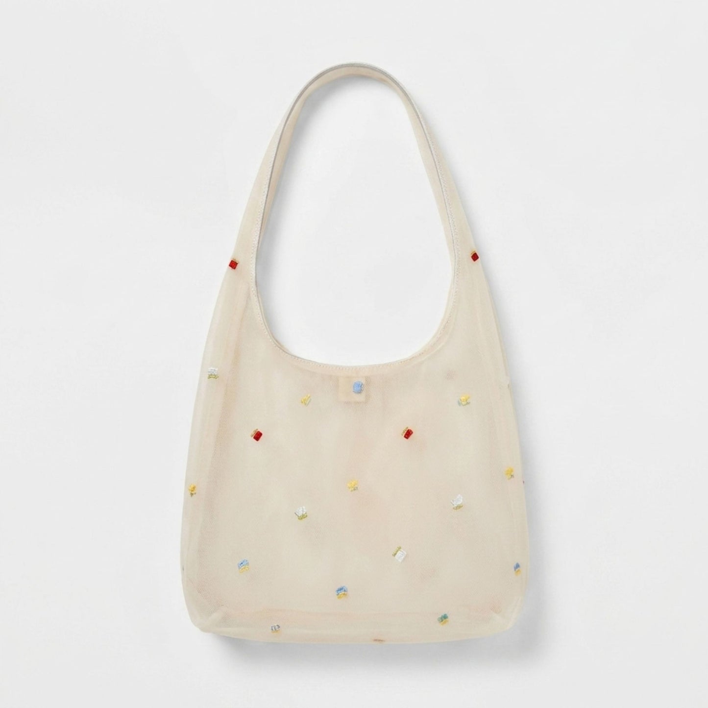 Mesh Shoulder Bag with Beaded Detail and Soft Inner Pouch