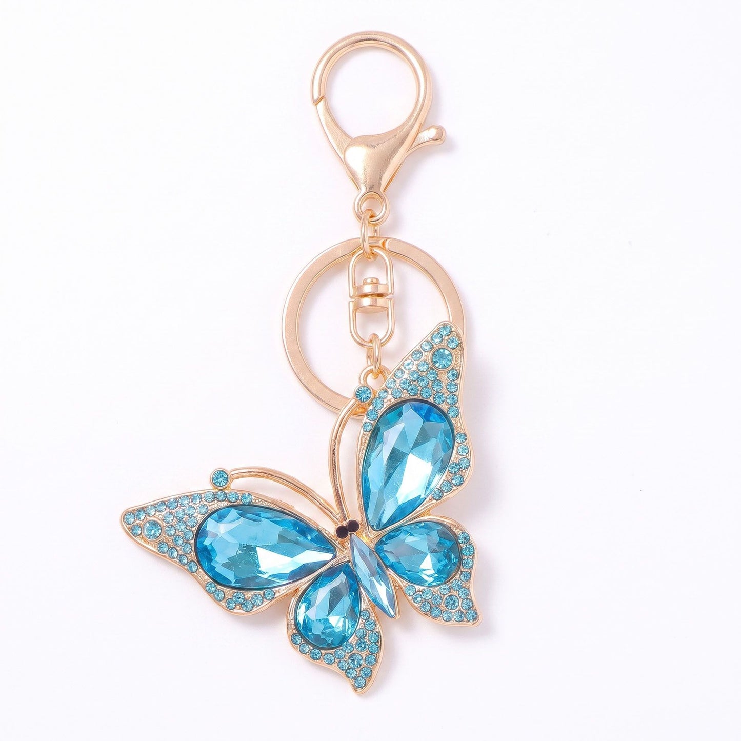 2pc Butterfly Rhinestone Keychain Bag Charm with Lobster Clasp