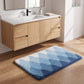 Blue Ombre Abstract Wave Plush Bathroom Mat with Soft Tufted Surface and Bound Edges