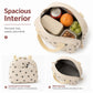 Heart Print Corduroy Insulated Lunch Bag with Handles and Zip Closure