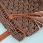 Women's Rustic Straw Shoulder Bag with Leather Accents