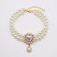 Double Strand Faux Pearl Pet Necklace Heart Gem Pendant Adjustable Collar Jewelry for Cats and Small Dogs