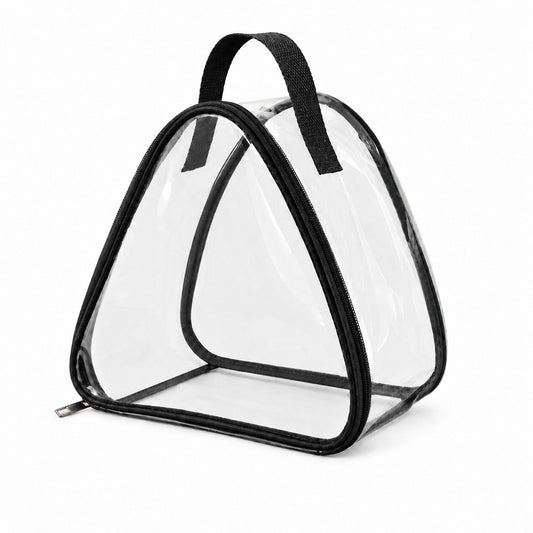 Clear Triangular Lunch Bag with Zipper Closure and Top Handle