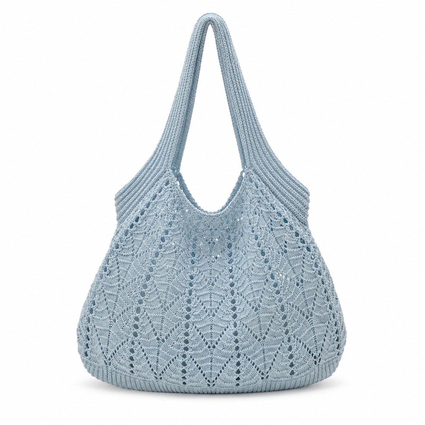 Crochet Tote Bag Lightweight Shoulder Bag with Openwork Knit Texture