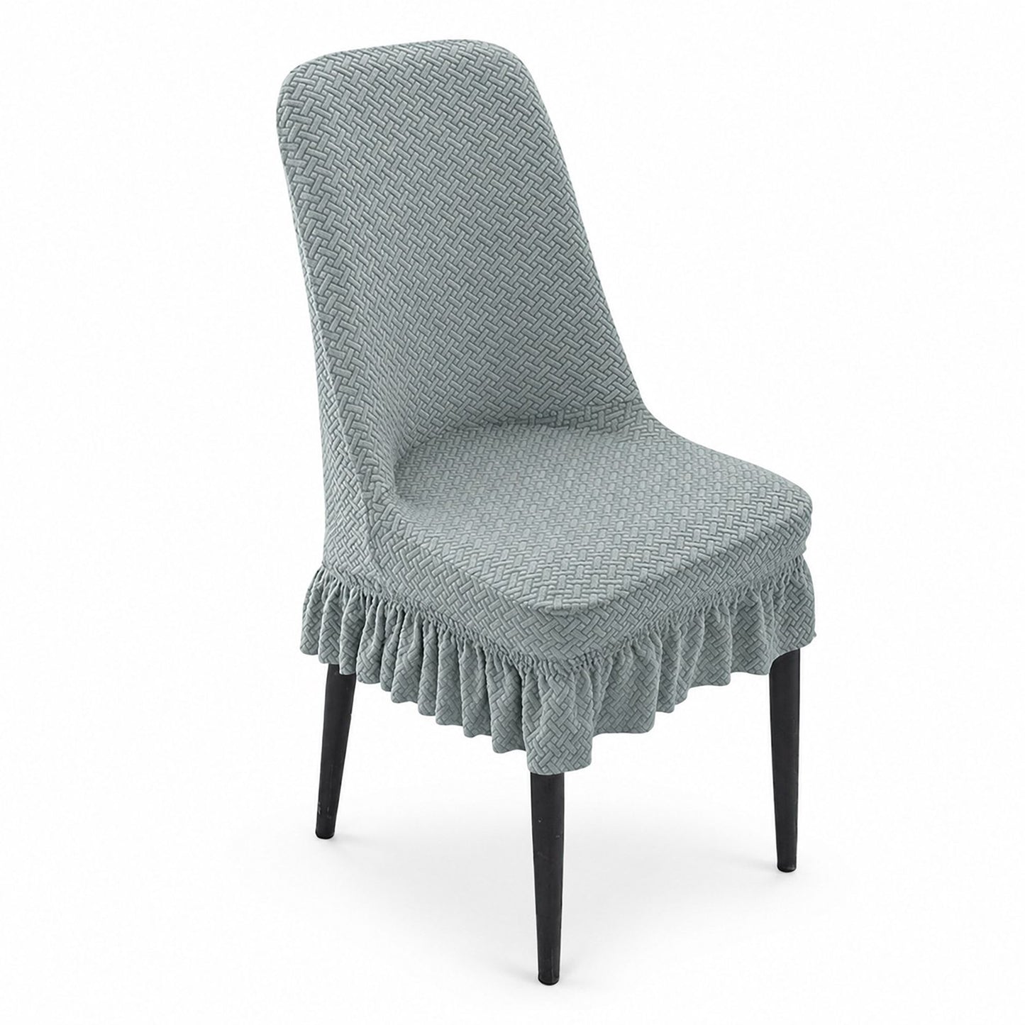 Textured Stretch Dining Chair Cover with Ruffled Skirt