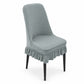 Textured Stretch Dining Chair Cover with Ruffled Skirt