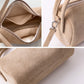 Faux Suede Satchel Bag with Detachable Crossbody Strap Beige