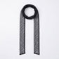 Sheer Skinny Scarf with Flocked Dot Texture and Long Neck Tie Design