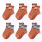 6 Pair Striped Crew Socks with Ribbed Cuffs