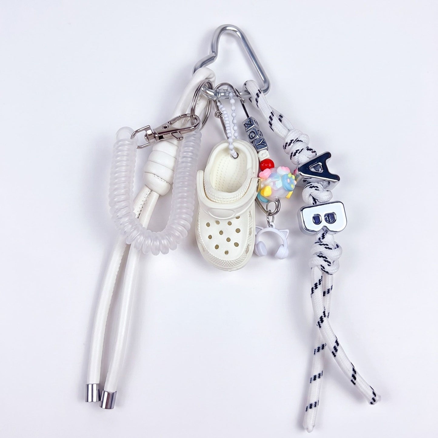 Multi-Charm Accessory with Hanging Clip and Letter Accents