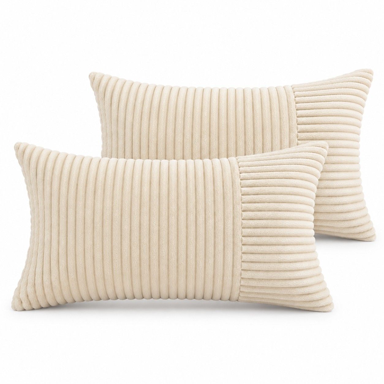 2 Pack Soft Corduroy Throw Pillow Covers 18 x 18 Inch and 12 x 20 Inch