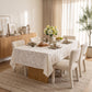 White Textured Ginkgo Leaf Square Tablecloth 33.5x33.5in