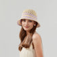 Crochet Knit Bucket Hat with Openwork Floral Pattern and Rolled Brim for Lightweight Summer Style