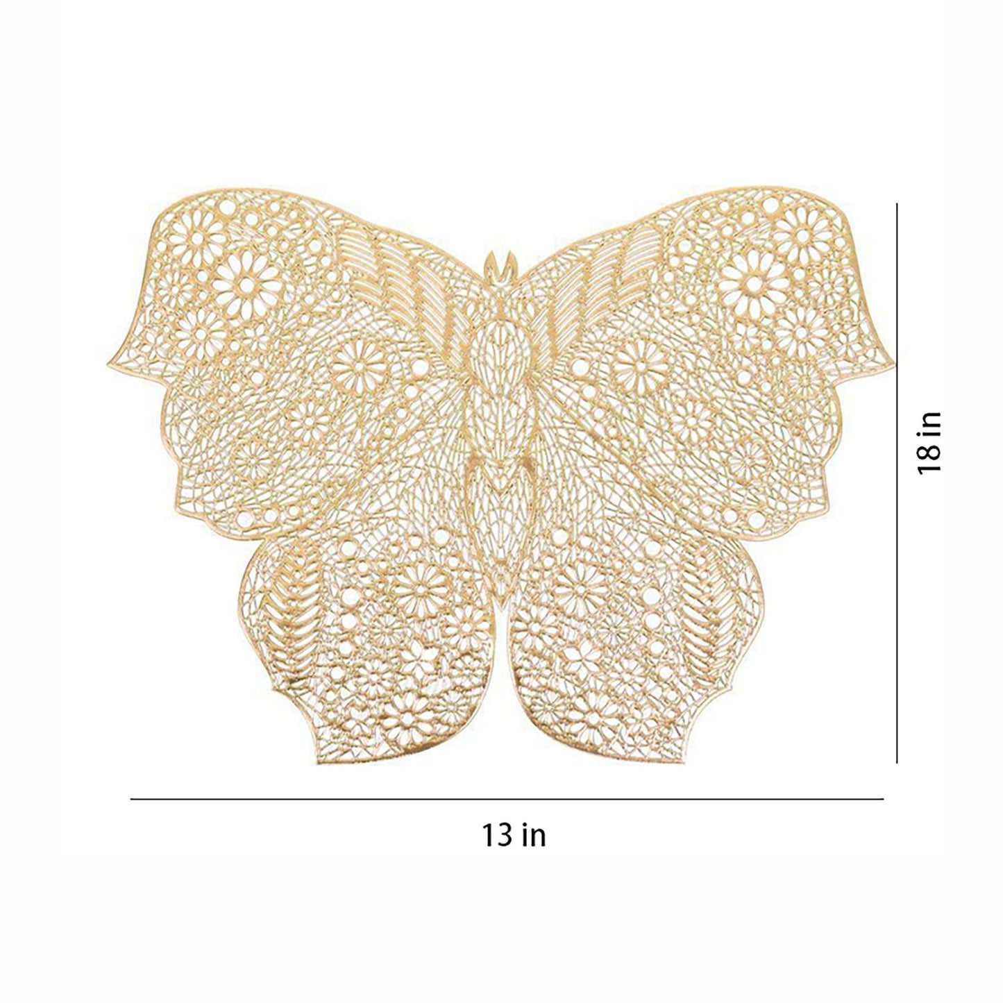 4 Piece Butterfly Placemat Set Decorative PVC Heat Resistant Table Mats for Dining Table