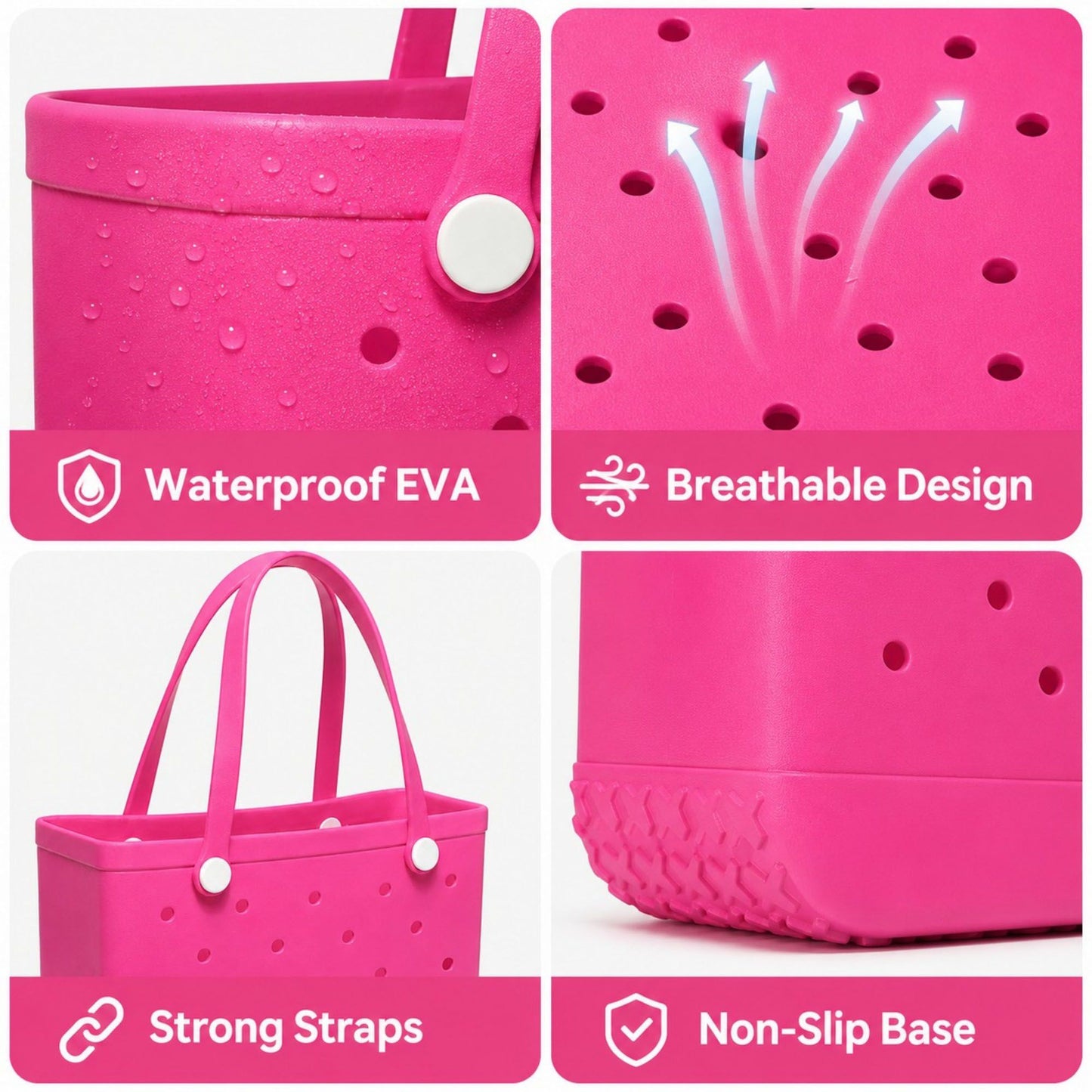 Large EVA Beach Tote Bag Water Resistant Pool Tote with Handles
