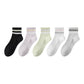 5 Pairs Women Cotton Ankle Socks with Pastel Striped Cuffs Soft Breathable Knit Fabric for Everyday Comfort