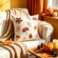Mushroom Leaf Embroidered Throw Pillow Cover Square Decor