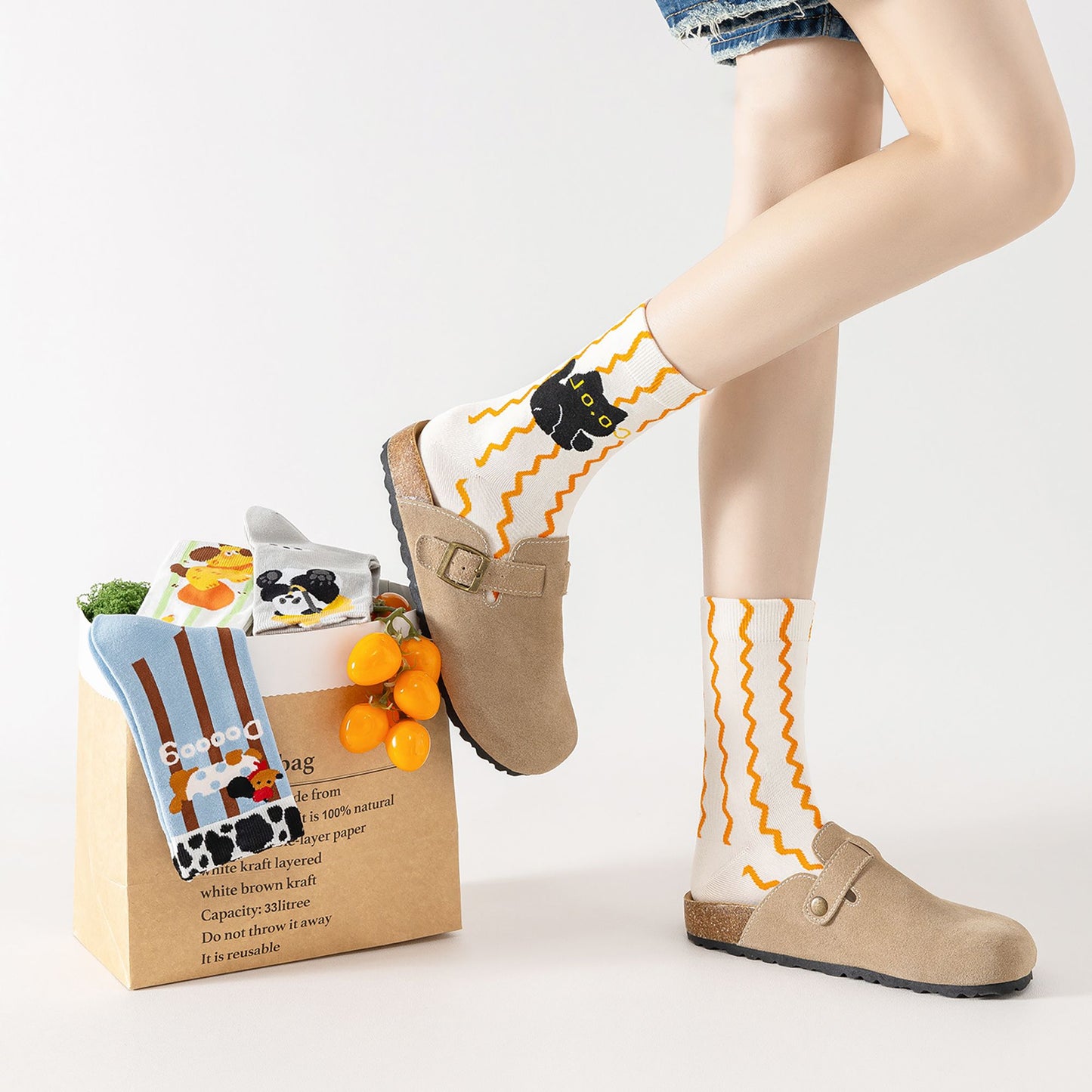 6pk Striped Ankle Socks - Cute Print Pattern Casual Socks for Daily Wear