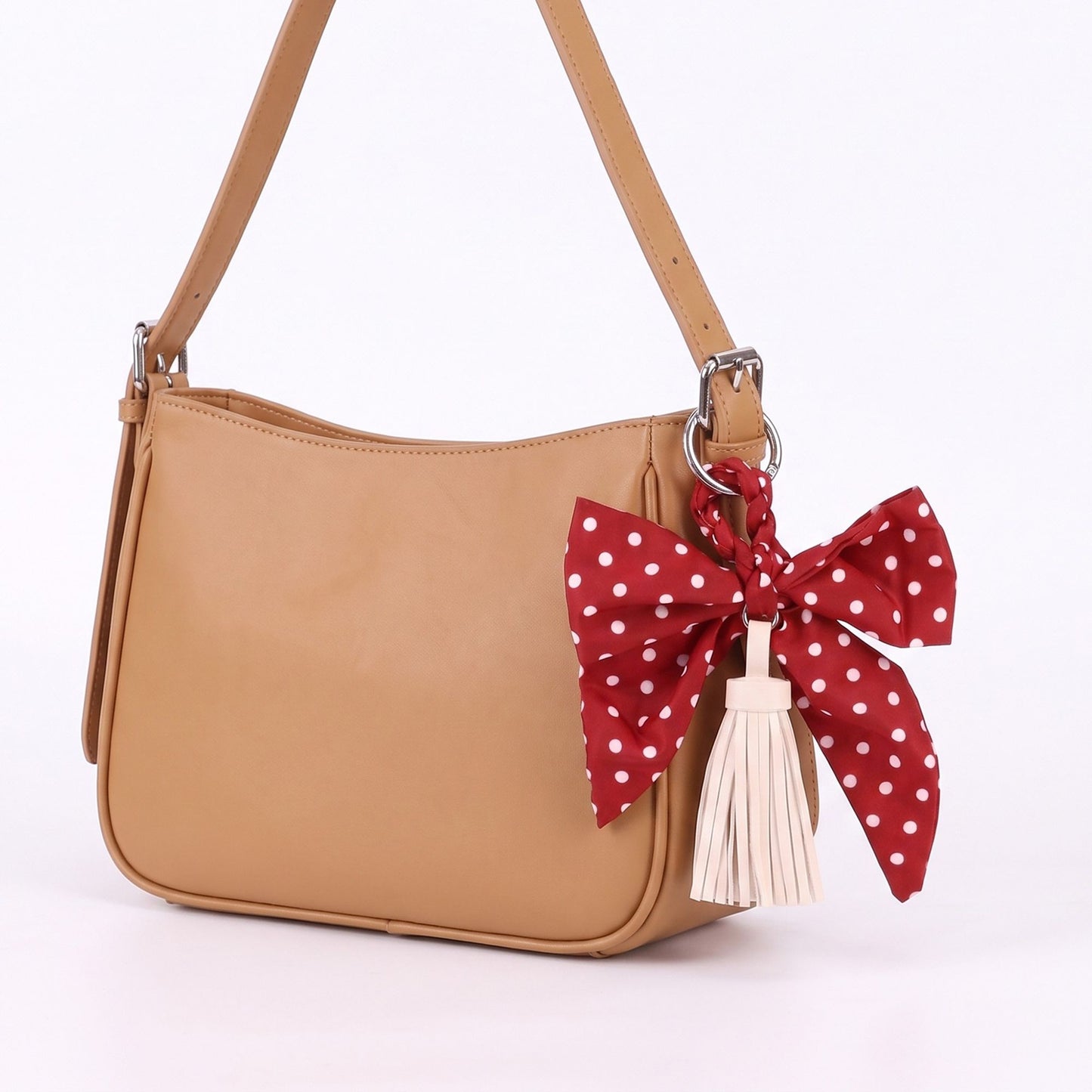 Polka Dot Bow Bag Charm with Tassel and Key Ring