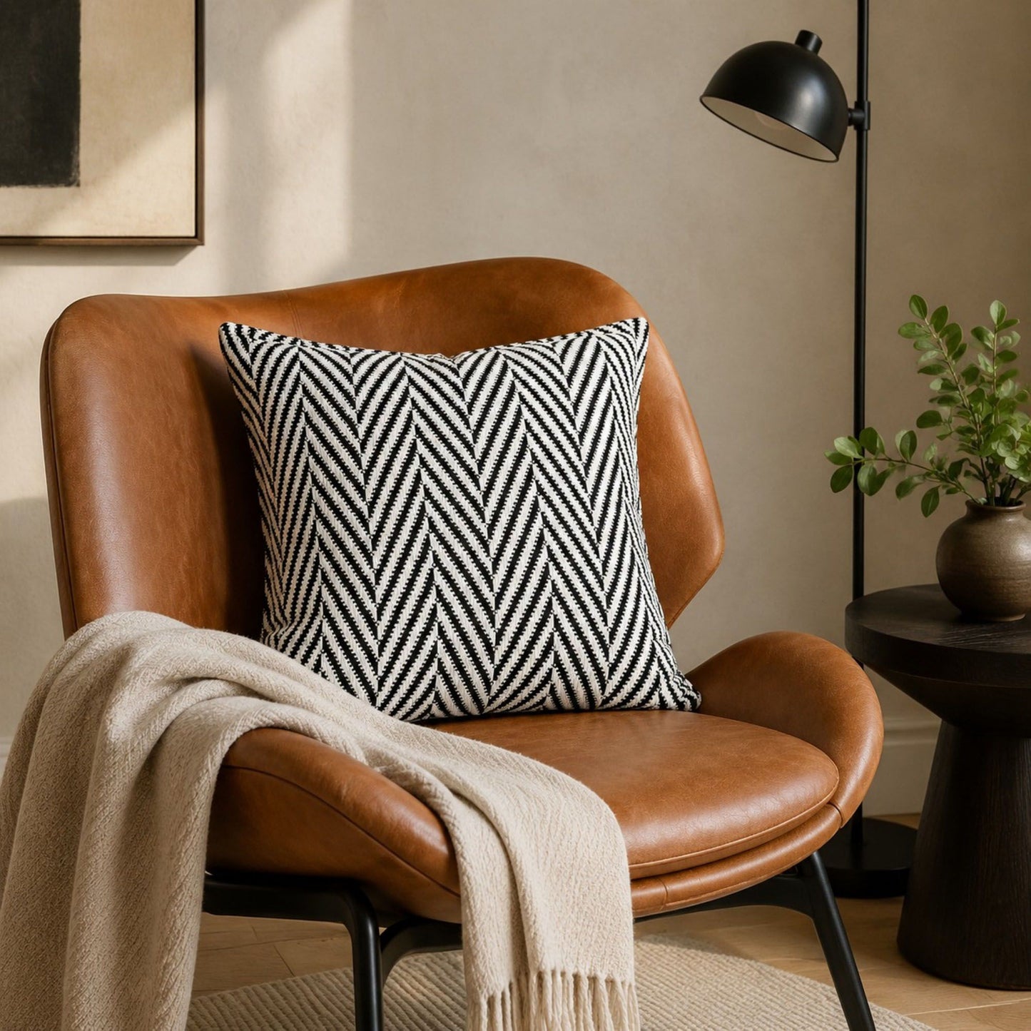 2 Pack Chevron Textured Decorative Throw Pillow Covers