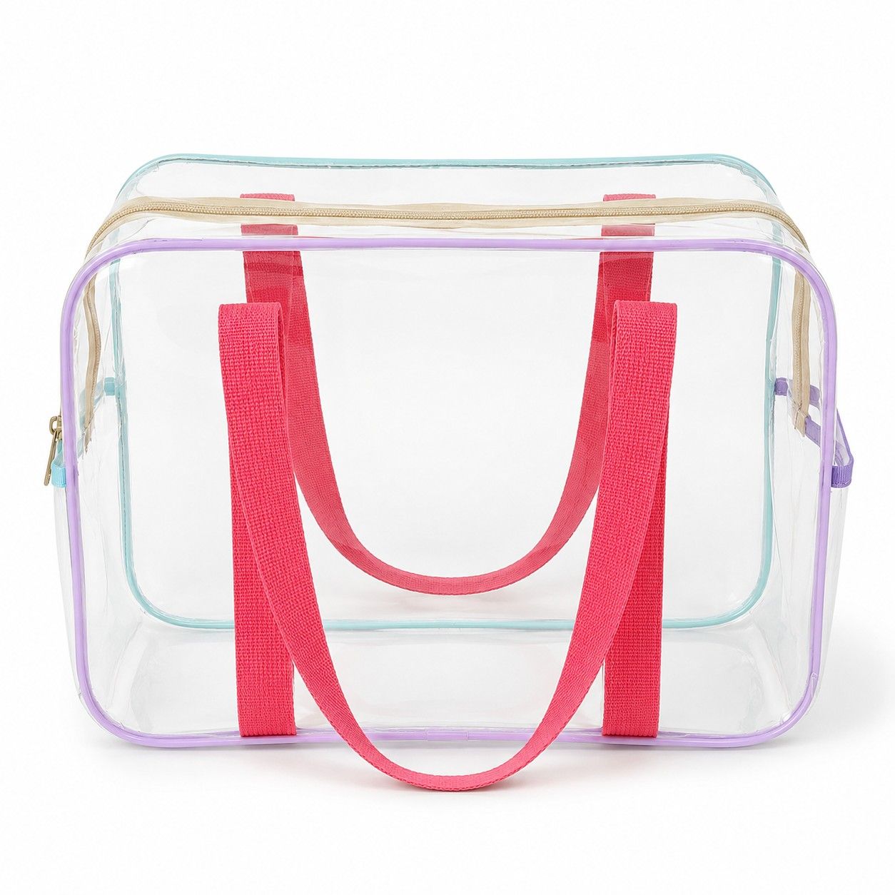 Clear PVC Travel Toiletry Bag with Zip Closure and Carry Handles