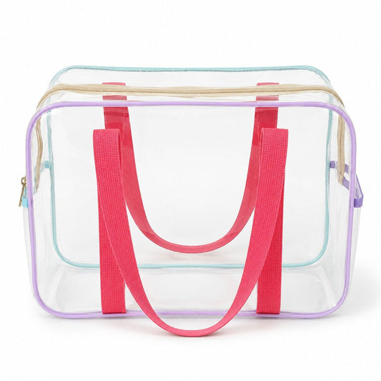 Clear PVC Travel Toiletry Bag with Zip Closure and Carry Handles