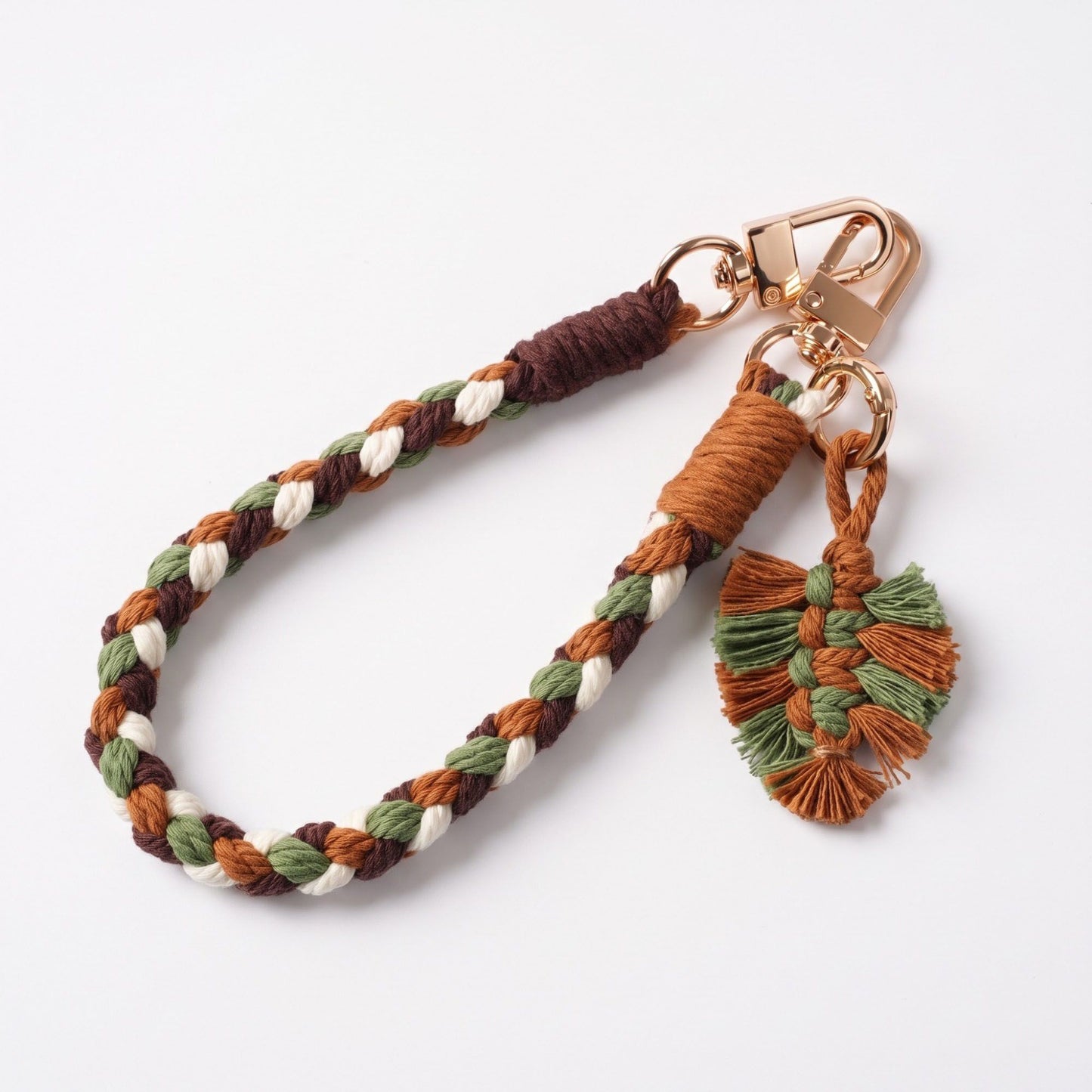 Braided Wrist Strap with Detachable Leaf Charm
