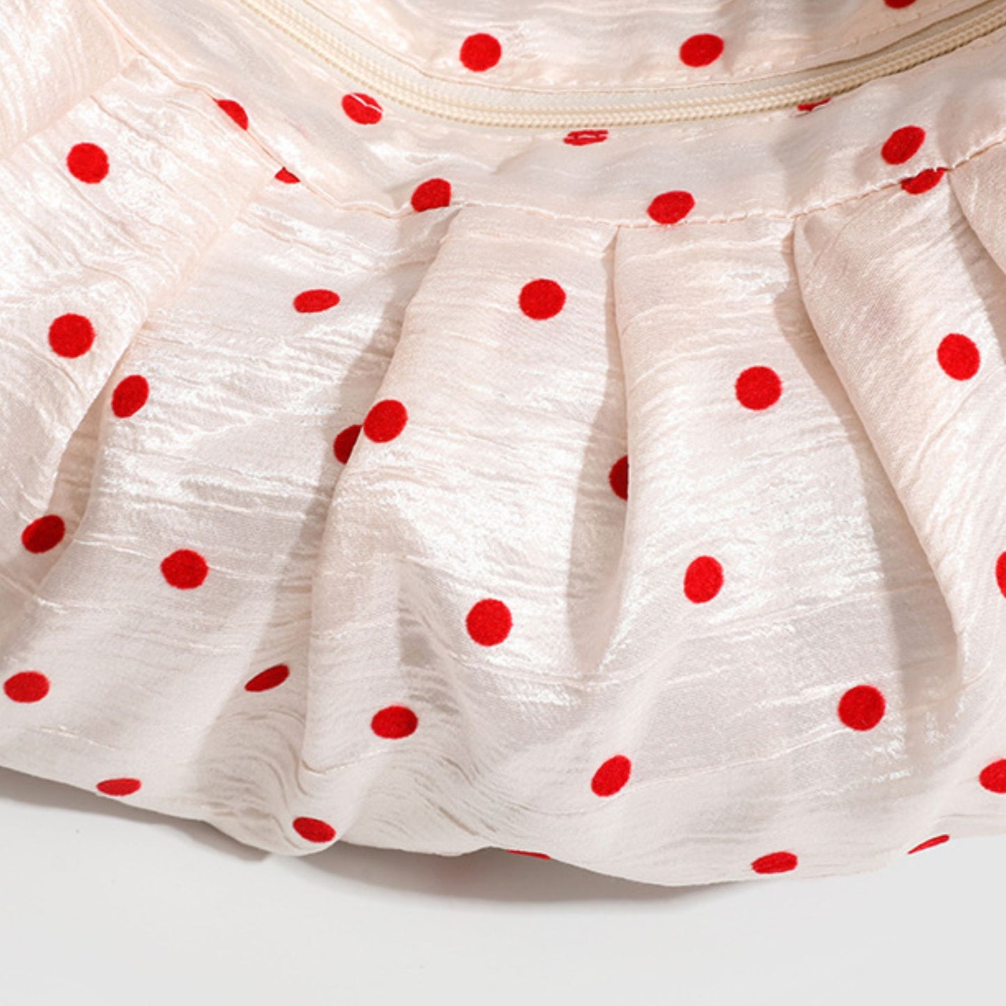 Polka Dot Ruched Shoulder Bag with Soft Slouchy Shape