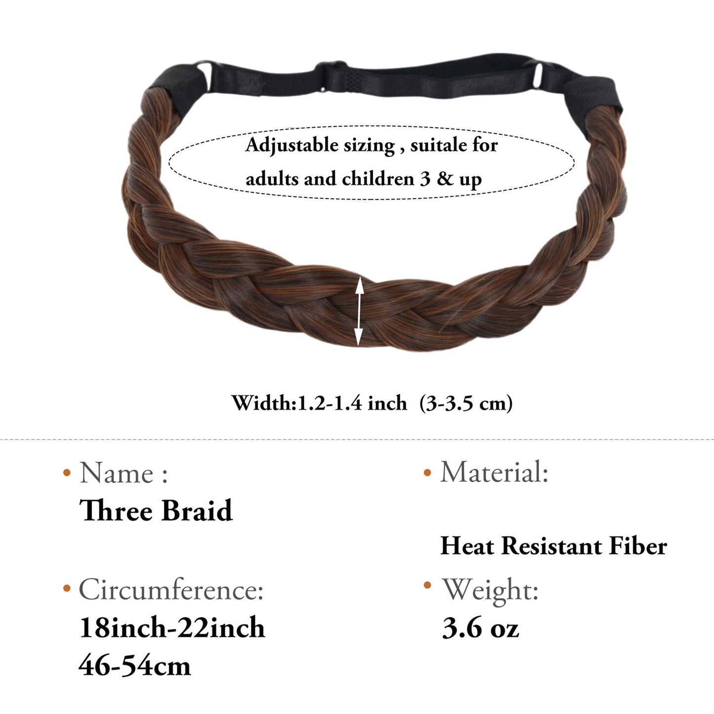 Adjustable Handmade Braided Wig Headband with Fishbone Braid for Women