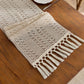 Textured Woven Table Runner with Fringe Edges and Bohemian Stripe Pattern 47x11.8 in