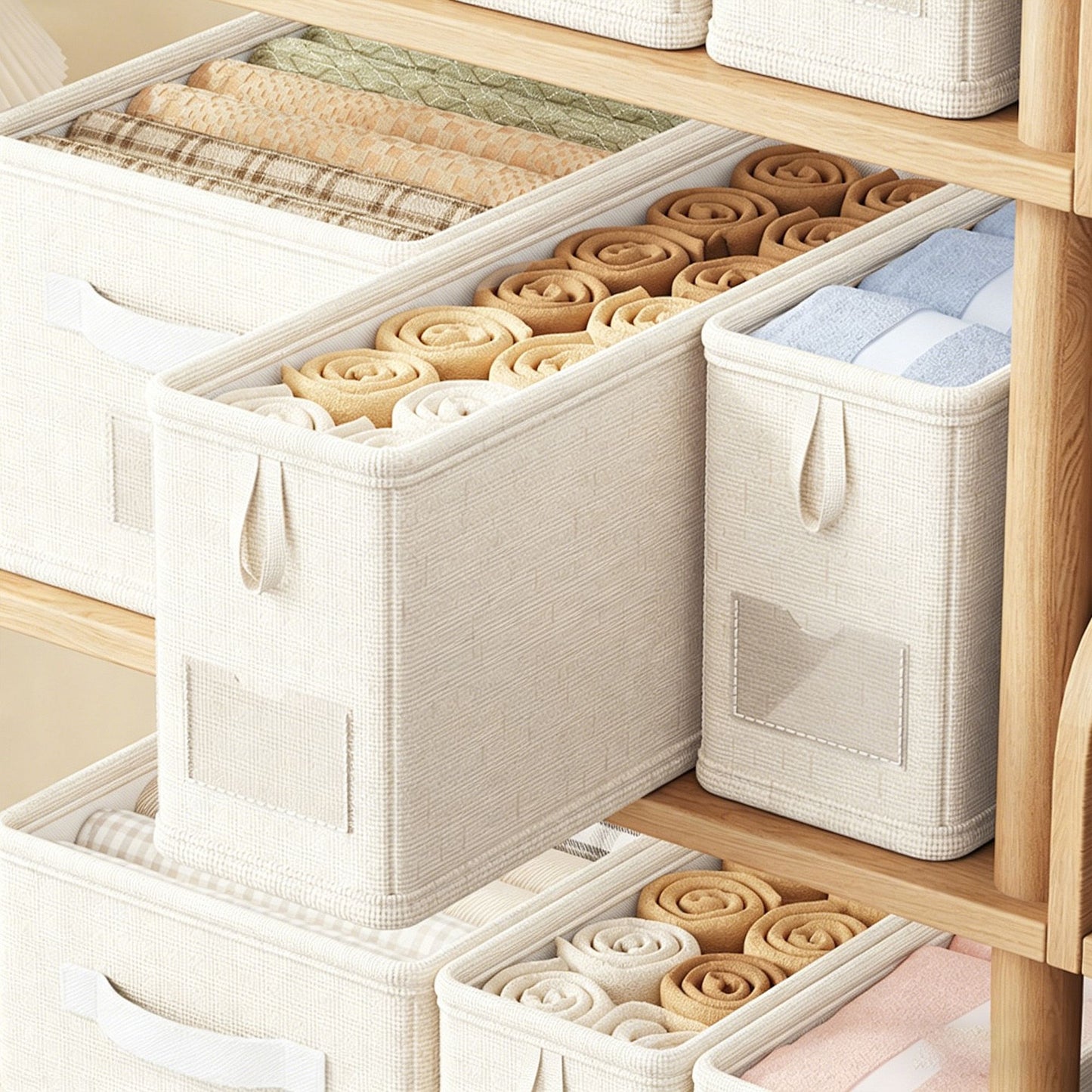 Storage Bin Linen Closet Organizer Basket Foldable Drawer Organizer for Clothes Socks Towels