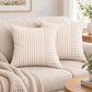 2 Pack Striped Textured Throw Pillow Covers 18 x 18 Inch for Couch Sofa and Bed