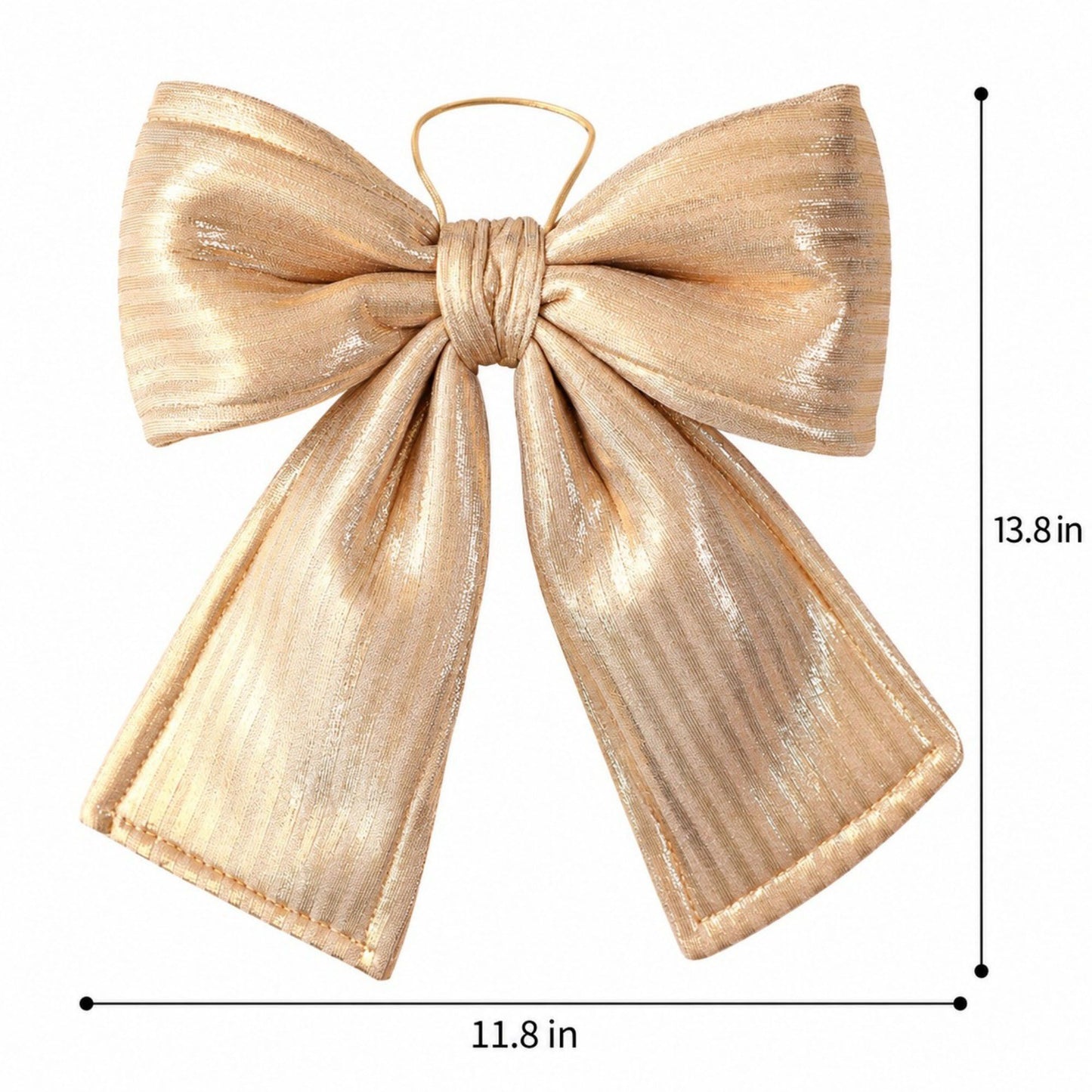 Gold Fabric Christmas Bow Hanging Decoration