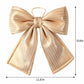 Gold Fabric Christmas Bow Hanging Decoration