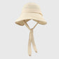 Women's Knit Straw Bucket Hat with Chin Strap