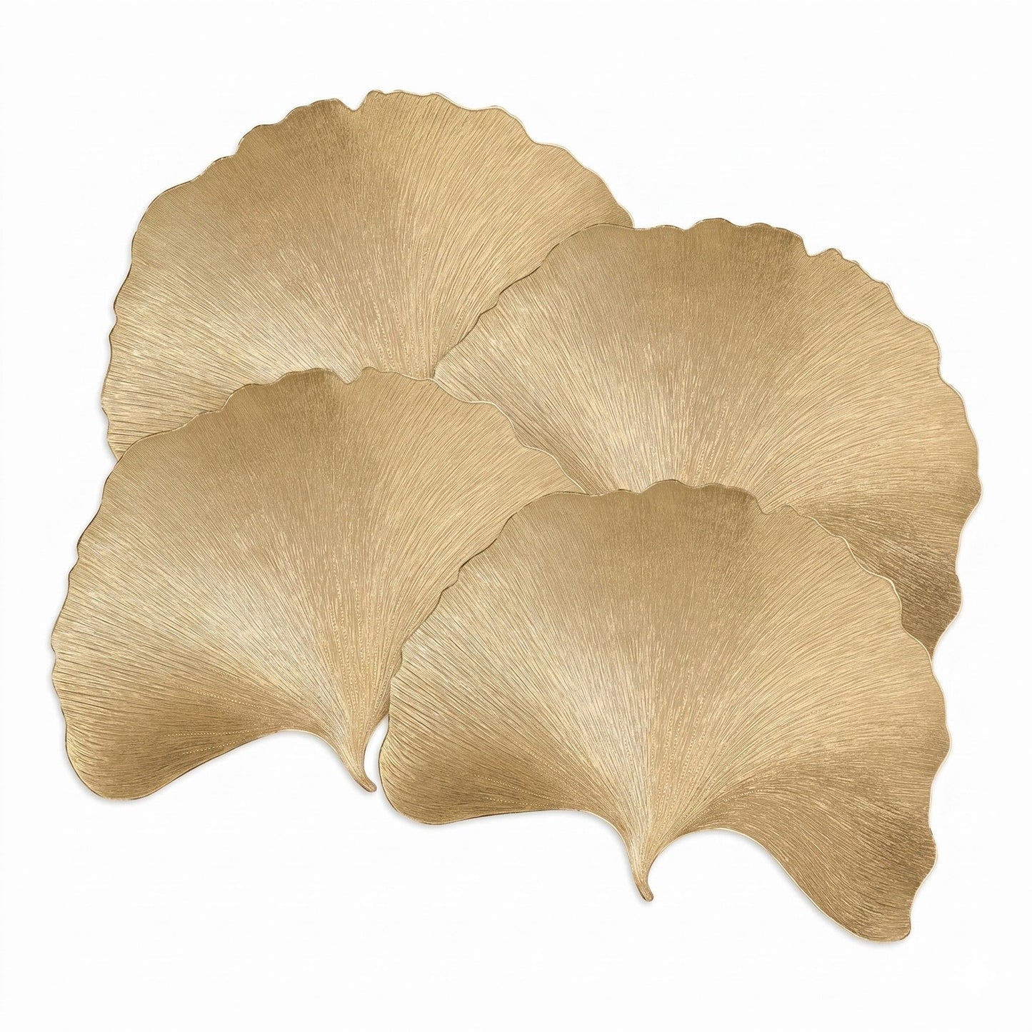 4-Pack Metallic Ginkgo Leaf PVC Placemats Heat Resistant Textured Table Mats