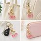 2-Pack Translucent Cherry Bag Charm Keychains with Flower Accents and Gold-Tone Heart Clasps