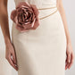 Single Satin Rose Fabric Wrap Waist Belt Adjustable Floral Statement Waist Jewelry 43.3in