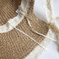 Women's Crochet Straw Hat with Lace Trim and Bow Detail