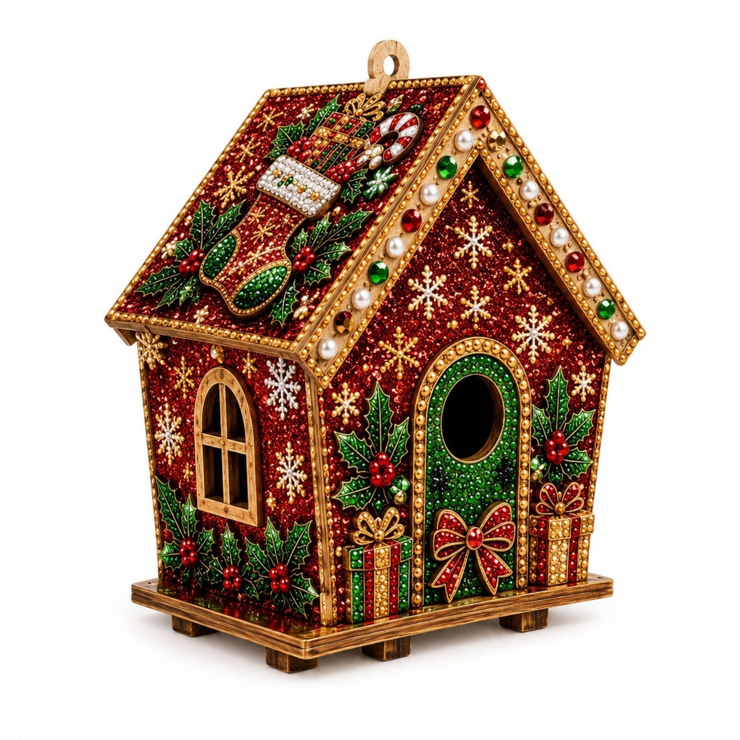 DIY Pearl Art Christmas Birdhouse Craft Kit with 3D Holiday Design