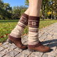 2-Pair Fair Isle Snowflake Knit Leg Warmers Set, Cozy Winter Boot Cuffs