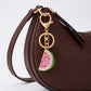 Watermelon Rhinestone Keychain Bag Charm with Lobster Clasp and Key Ring