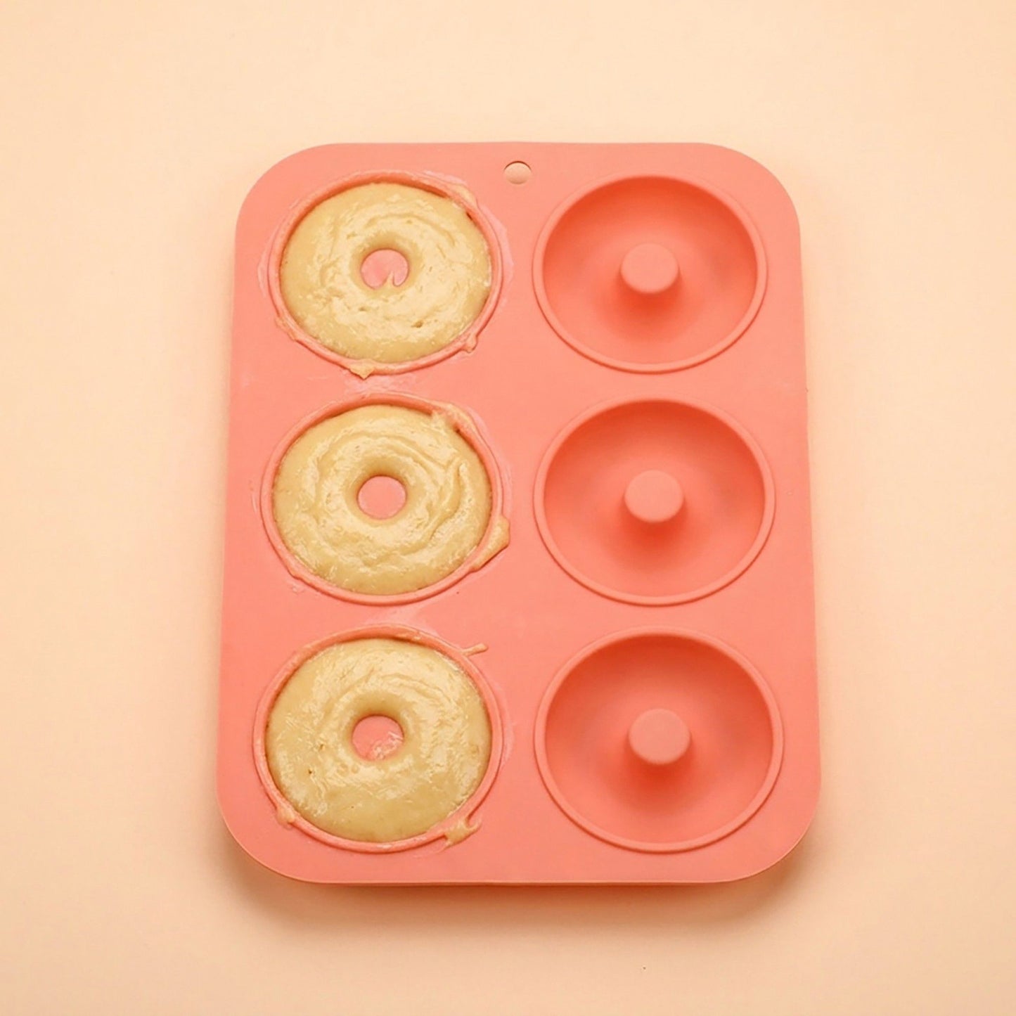 2-Piece Silicone Donut Baking Mold with 6 Round Ring Cavities