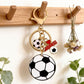 2 Pack Sports Ball Keychains with Gold Tone Clip Ring and Charm Accents