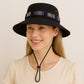 Wide Brim Bucket Hat with Colorful Ribbon Trim Breathable Mesh Lining and Adjustable Chin Strap for Outdoor Use